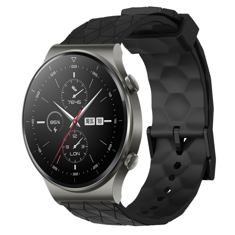 

For Huawei GT2 Pro 22mm Football Pattern Solid Color Silicone Watch Band(Black)