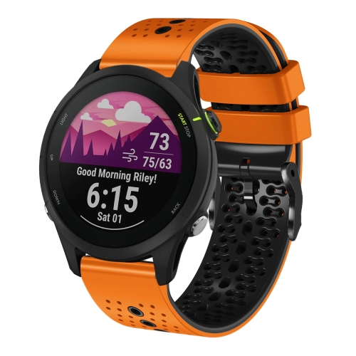 Para Samsung Galaxy Watch 46mm 22mm Correa de reloj de silicona bicolor  perforada (naranja + negro)