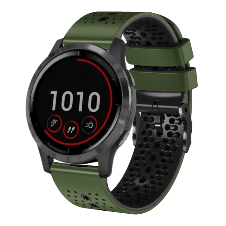 For Garmin vivoactive 22mm Perforated Two-Color Silicone Watch