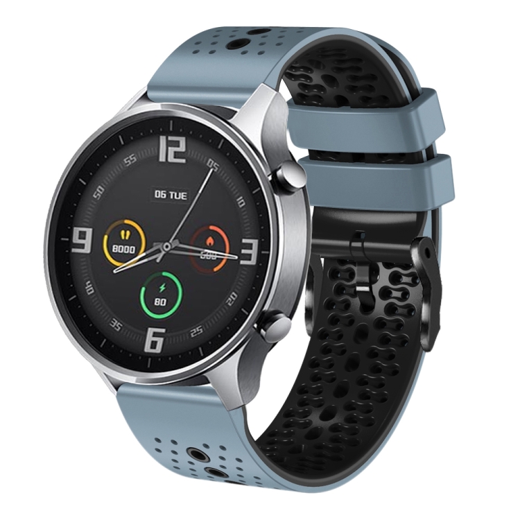 

For Xiaomi MI Watch Color 22mm Perforated Two-Color Silicone Watch Band(Blue+Black)