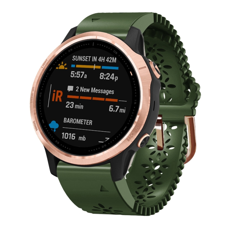 

For Garmin Fenix 6S 20mm Lady's Silicone Watch Band With Lace Punch(Army Green)