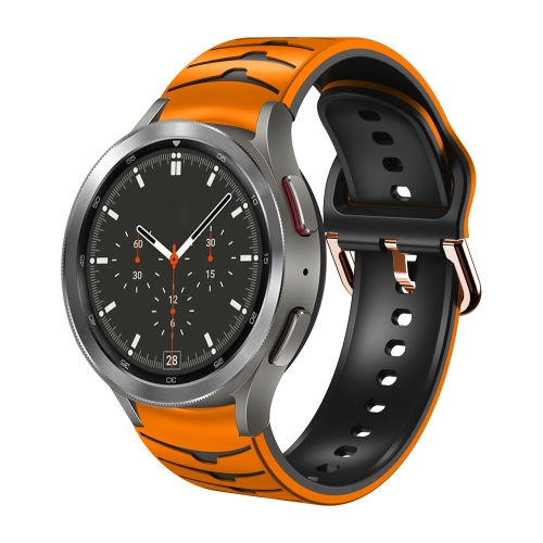 

For Samsung Galaxy Watch 4 Classic 46mm Curved Texture Silicone Watch Band(Orange+Black)