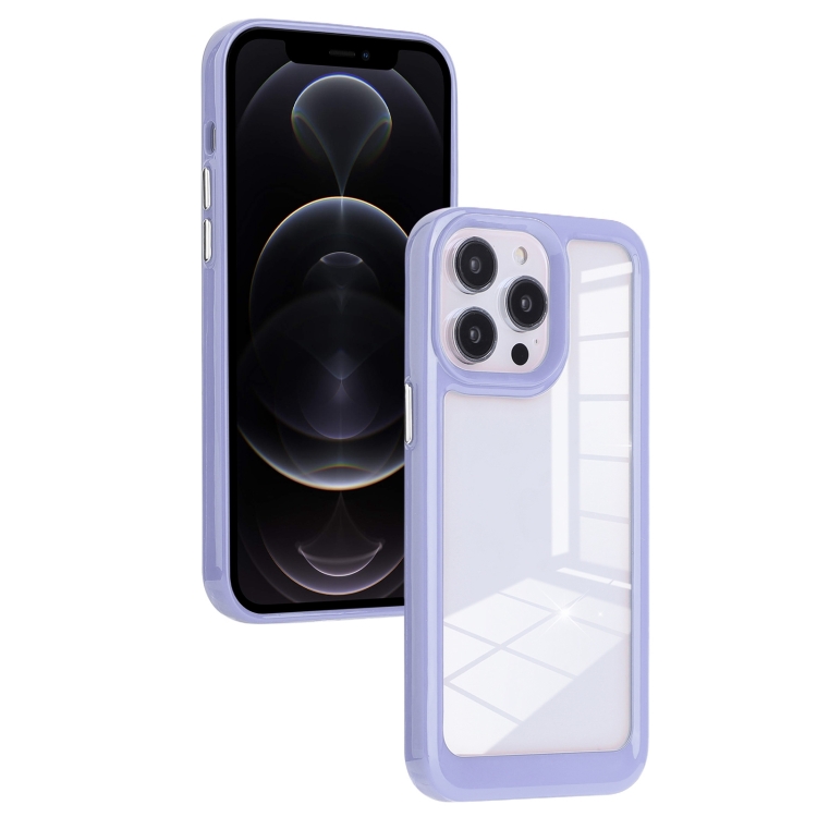 

For iPhone 12 Pro Solid Solor TPU Space Acrylic Phone Case(Purple)