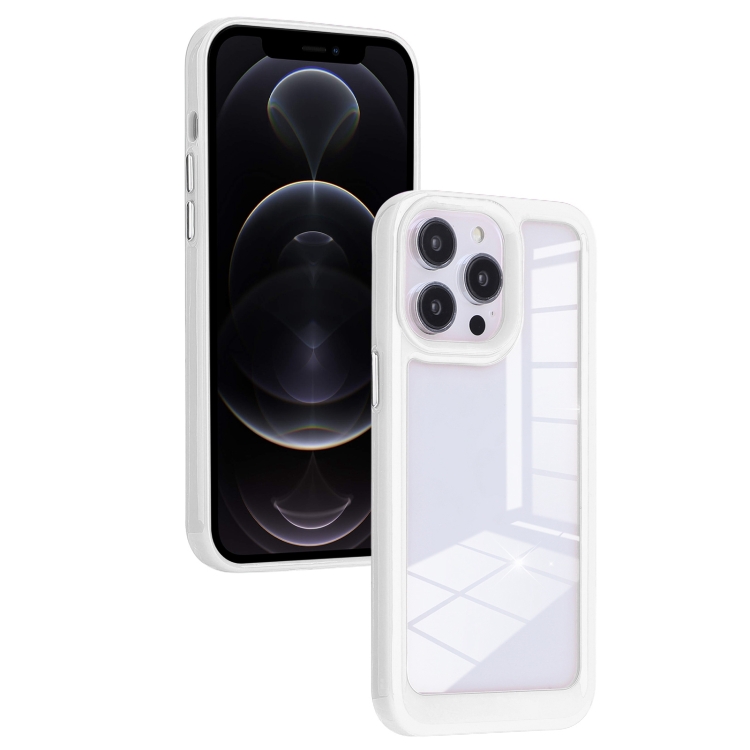 

For iPhone 12 Pro Solid Solor TPU Space Acrylic Phone Case(White)