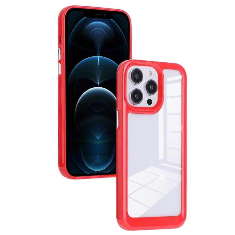 

For iPhone 12 Pro Max Solid Solor TPU Space Acrylic Phone Case(Red)