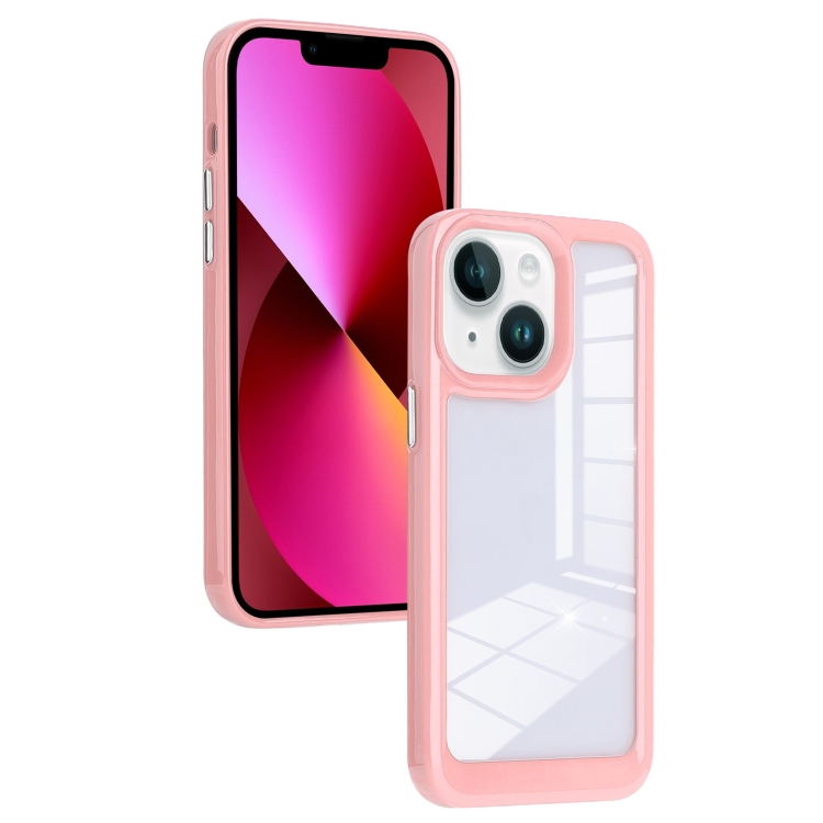 

For iPhone 13 Solid Solor TPU Space Acrylic Phone Case(Pink)