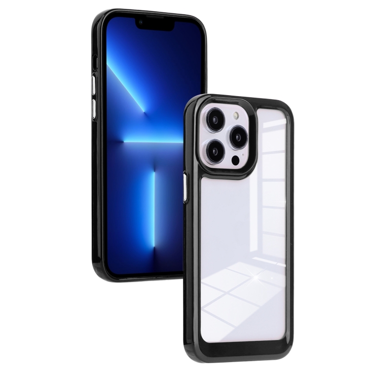 

For iPhone 13 Pro Solid Solor TPU Space Acrylic Phone Case(Black)