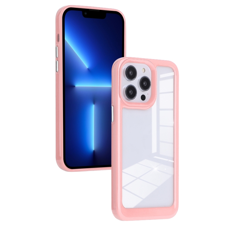 

For iPhone 13 Pro Solid Solor TPU Space Acrylic Phone Case(Pink)