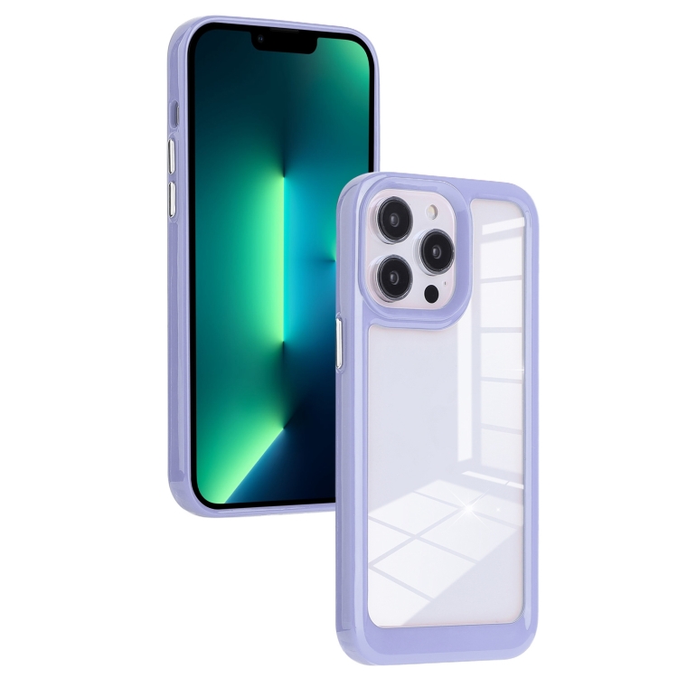 

For iPhone 13 Pro Max Solid Solor TPU Space Acrylic Phone Case(Purple)
