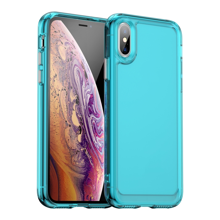 

For iPhone X / XS Candy Series TPU Phone Case(Transparent Blue)