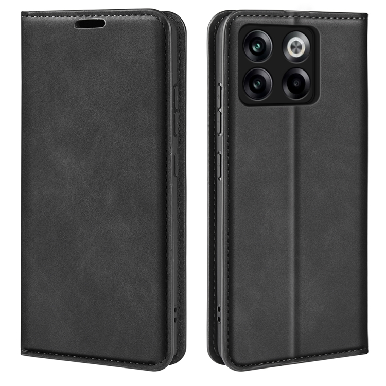 

For OnePlus Ace Pro Retro-skin Magnetic Suction Leather Phone Case(Black)