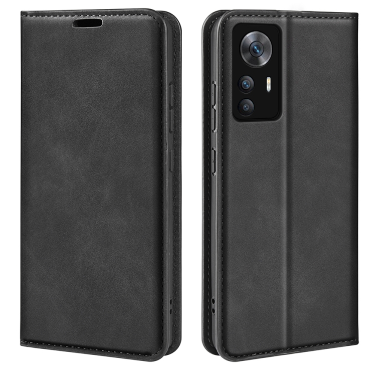 

For Xiaomi 12T / 12T Pro / Redmi K50 Ultra Retro-skin Magnetic Suction Leather Phone Case(Black)