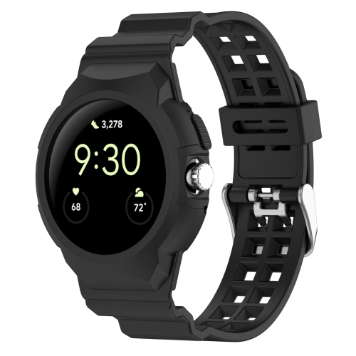 

For Google Pixel Watch Integrated Fully Enclosed Silicone Watch Band(Black)