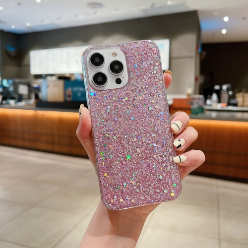 

For iPhone 12 Glitter Sequins Epoxy TPU Phone Case(Pink)