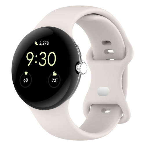 

For Google Pixel Watch Loop Type Solid Color Silicone Watch Band, Size:S(Milky White)