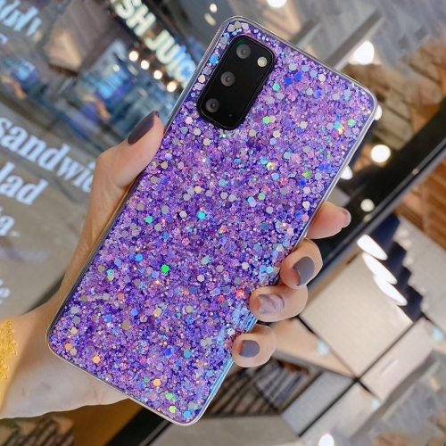 

For Samsung Galaxy A10s / A107 Glitter Sequins Epoxy TPU Phone Case(Purple)