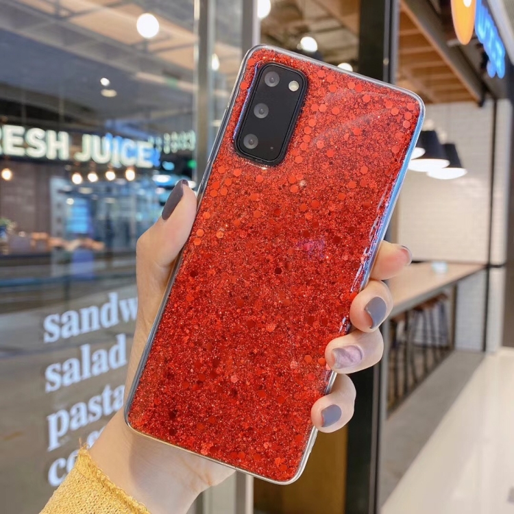 

For Samsung Galaxy S20+ Glitter Sequins Epoxy TPU Phone Case(Red)