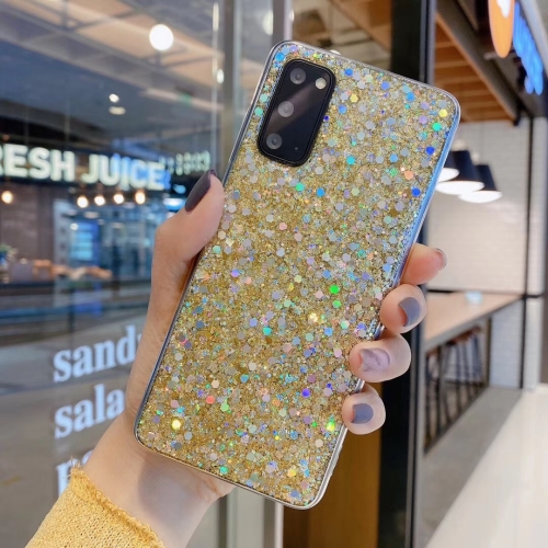 

For Samsung Galaxy A21 Glitter Sequins Epoxy TPU Phone Case(Gold)