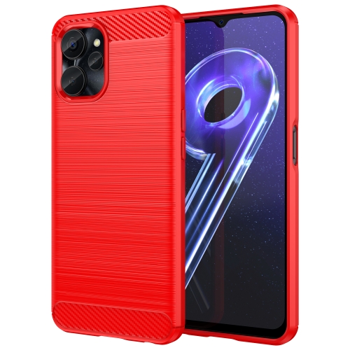 

For Realme Q5X 5G Brushed Texture Carbon Fiber TPU Phone Case(Red)