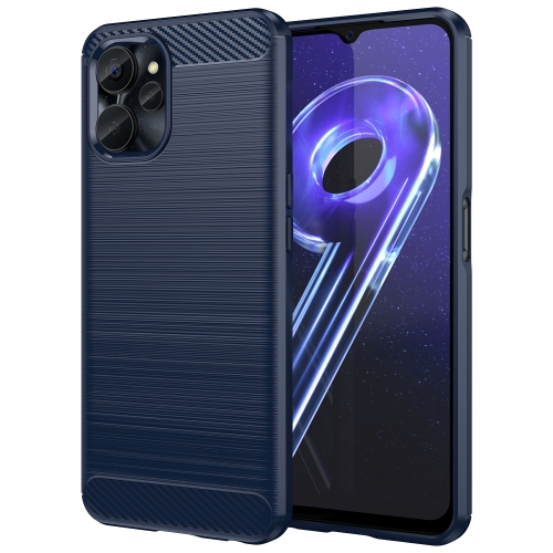 

For Realme V20 5G Brushed Texture Carbon Fiber TPU Phone Case(Blue)