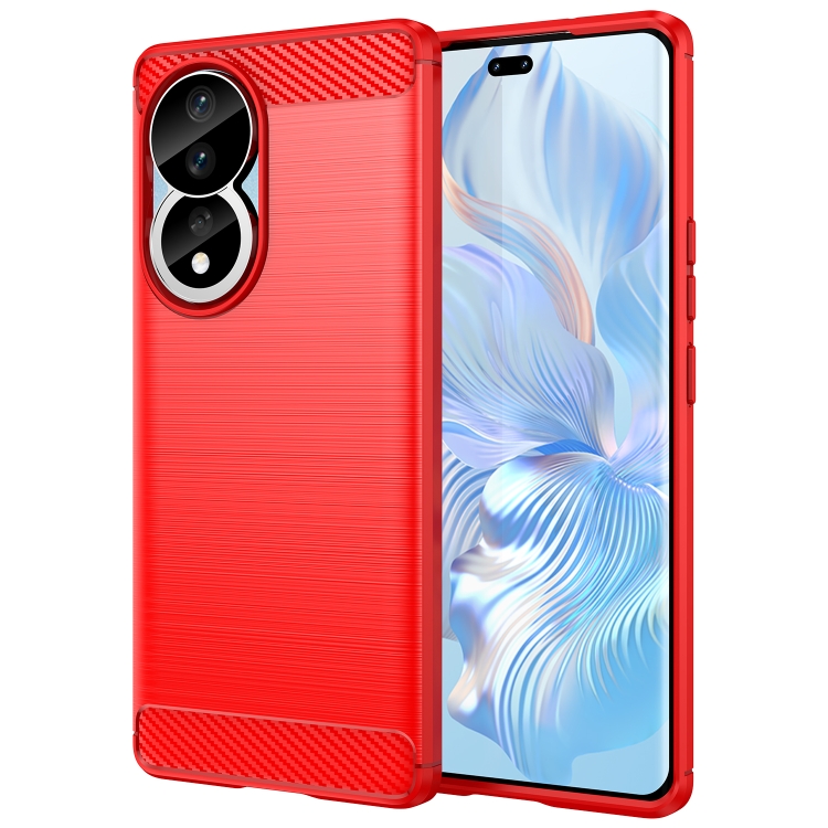 

For Honor 80 5G Brushed Texture Carbon Fiber TPU Phone Case(Red)
