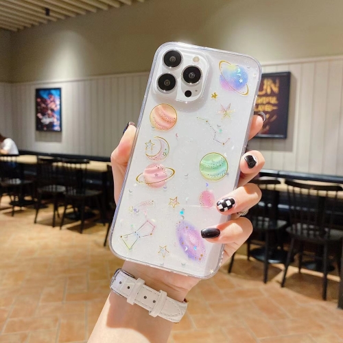 

For iPhone 13 Cosmic Star Glitter Epoxy TPU Phone Case(Transparent)