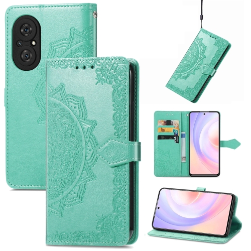 

For Honor 50 SE / Huawei Nova 9 Se Mandala Flower Embossed Leather Phone Case(Green)