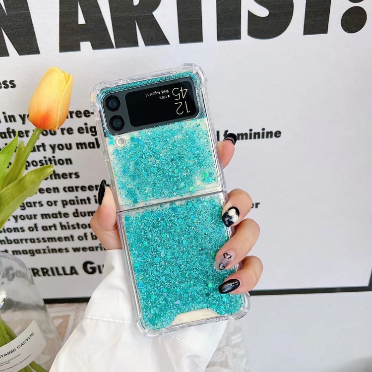 

For Samsung Galaxy Z Flip3 Glitter Sequins Epoxy TPU Phone Case(Green)