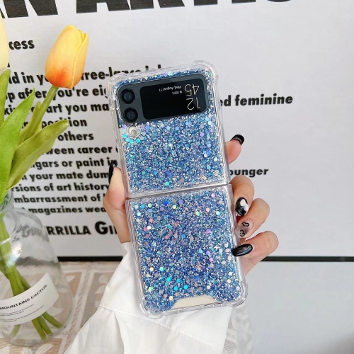 

For Samsung Galaxy Z Flip4 Glitter Sequins Epoxy TPU Phone Case(Blue)