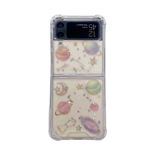 

For Samsung Galaxy Z Flip3 Cosmic Star Glitter Epoxy TPU Phone Case(Transparency)