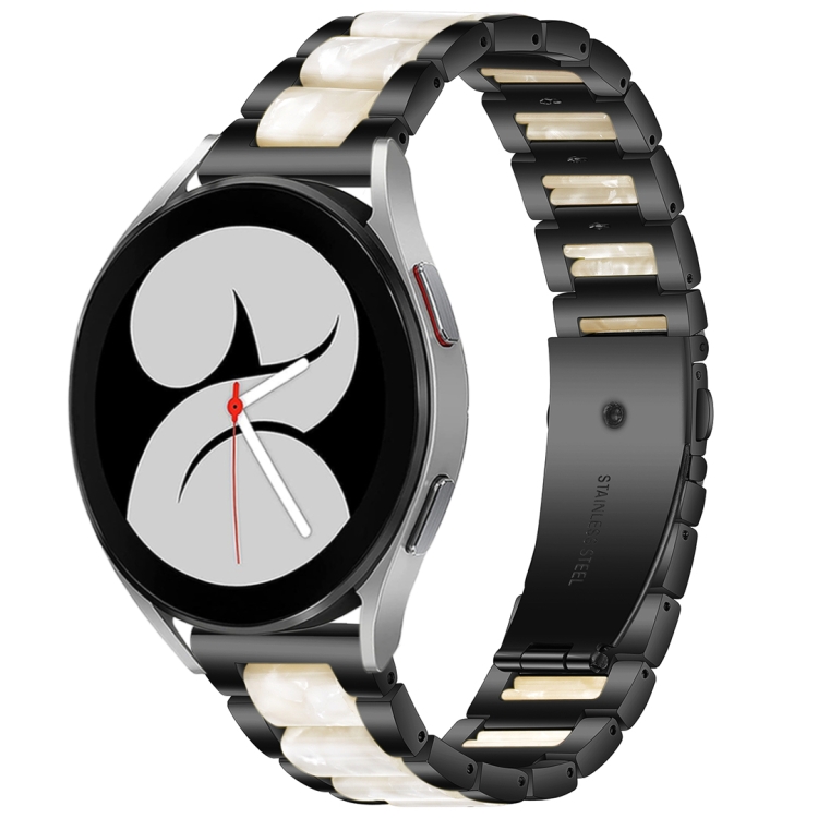 

For Galaxy Watch 4 40 / 44mm Interbead Resin Metal Watch Band(Black White)