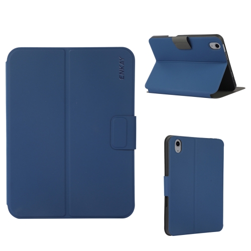 

For iPad 10th Gen 10.9 2022 ENKAY TPU Back Cover Smart Leather Tablet Case with Pen Slot & Holder(Dark Blue)