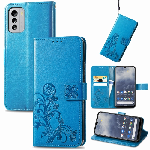 

For Nokia G60 Four-leaf Clasp Embossed Leather Phone Case(Blue)