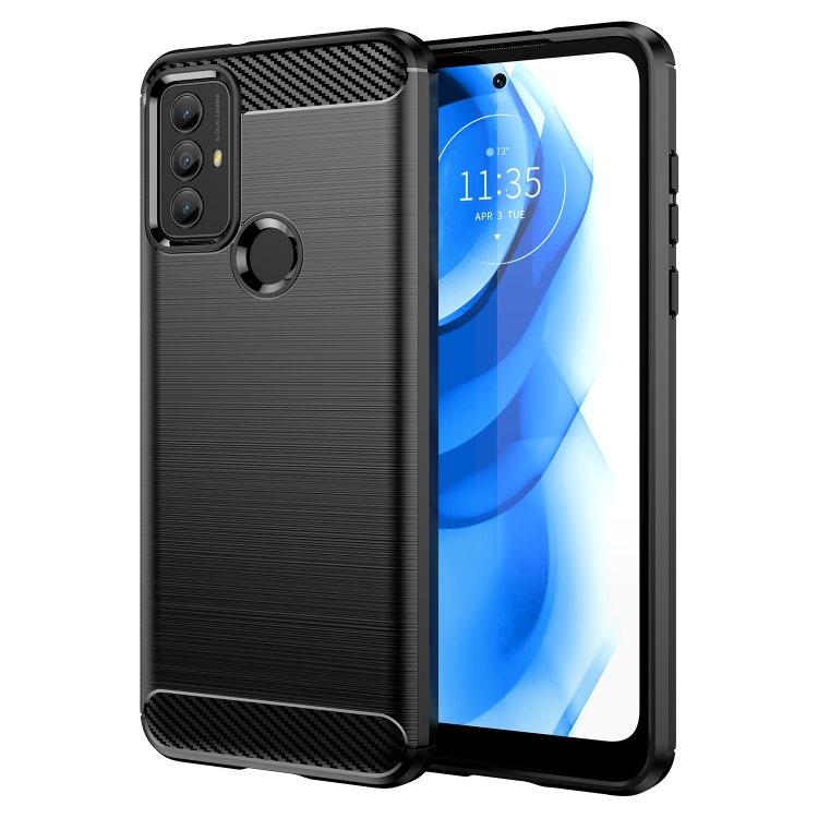 

For Motorola Moto G Power 2020 Brushed Texture Carbon Fiber TPU Phone Case(Black)