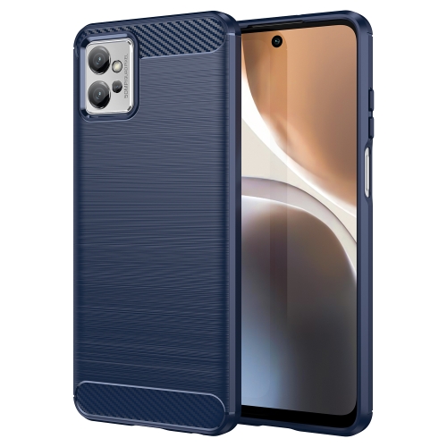 Para Motorola Moto G73 Funda de teléfono TPU de fibra de carbono con  textura cepillada (Azul)