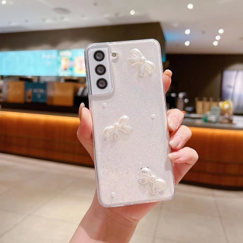 

For Samsung Galaxy A50 Pearl Bow Glitter Epoxy TPU Phone Case(Three Knots)