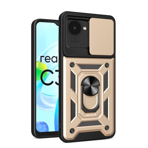 

For Realme C30 4G India / Narzo 50i Prime Sliding Camera Cover Design Phone Case(Gold)