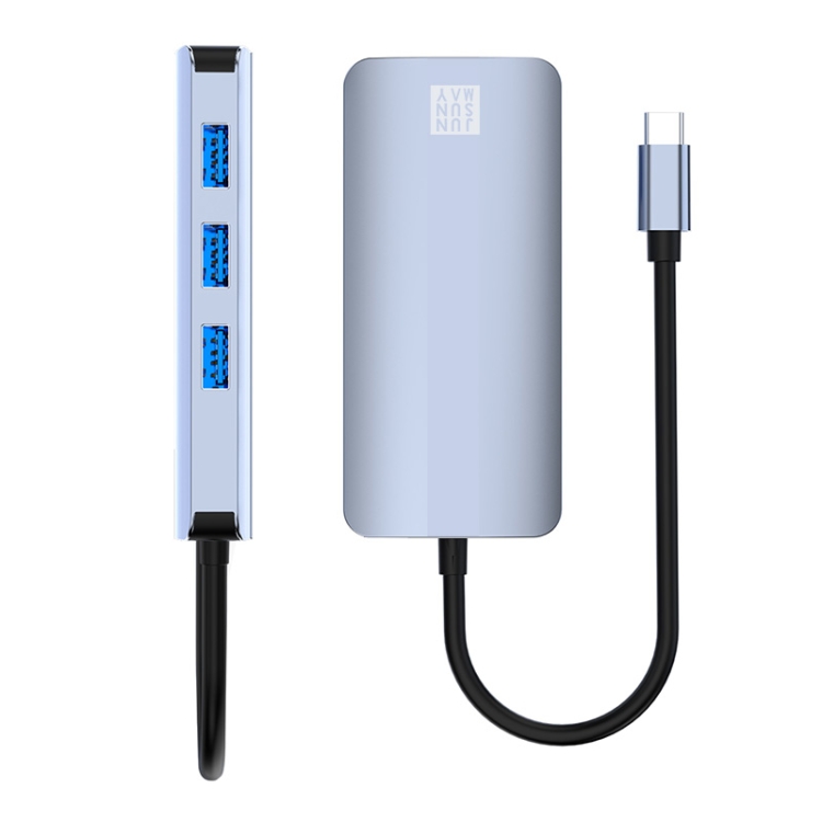 

JUNSUNMAY 6 in 1 Type-C to 4K HDMI + 1000M RJ45 Ethernet Hub Docking Station Adapter