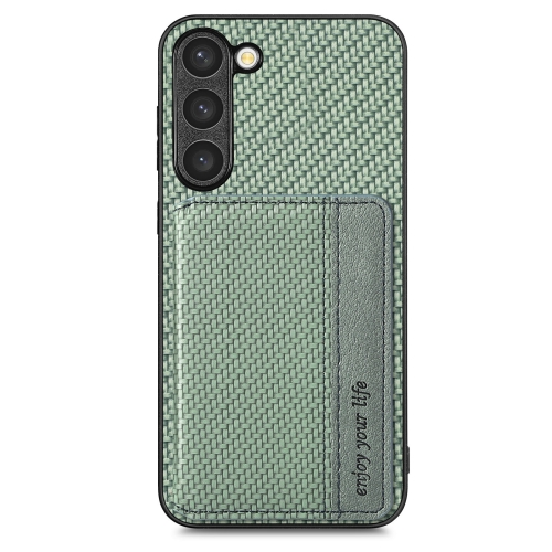 

For Samsung Galaxy S23 5G Carbon Fiber Magnetic Card Bag Phone Case(Green)