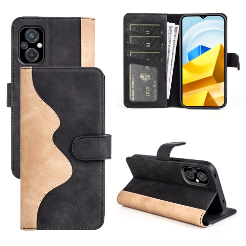 

For Xiaomi Poco M5 4G Stitching Horizontal Flip Leather Phone Case(Black)