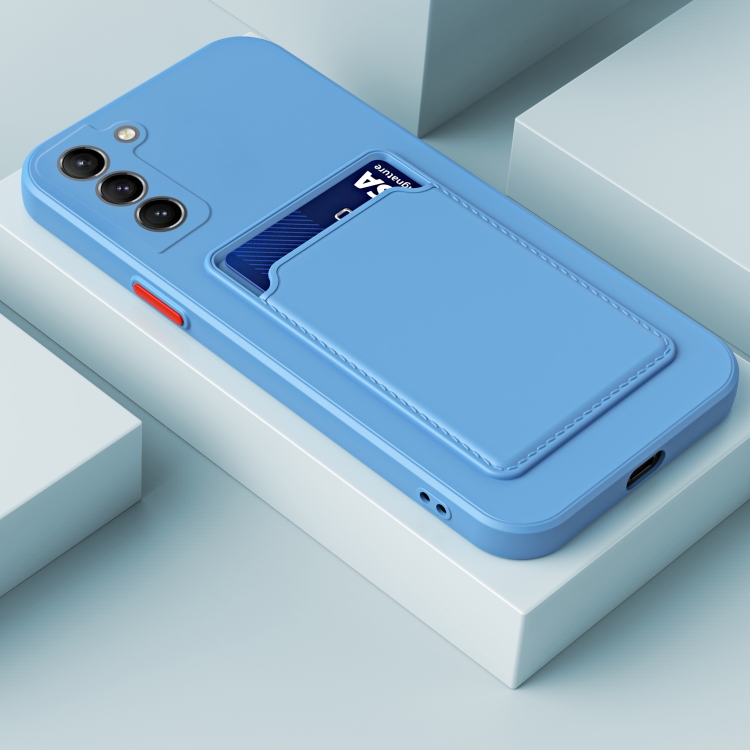 

For Samsung Galaxy S23+ 5G Skin Feel Card TPU Contrast Color Button Phone Case(Sky Blue)