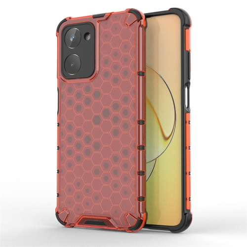 

For Realme 10 Pro 5G Honeycomb Shockproof Phone Case(Red)