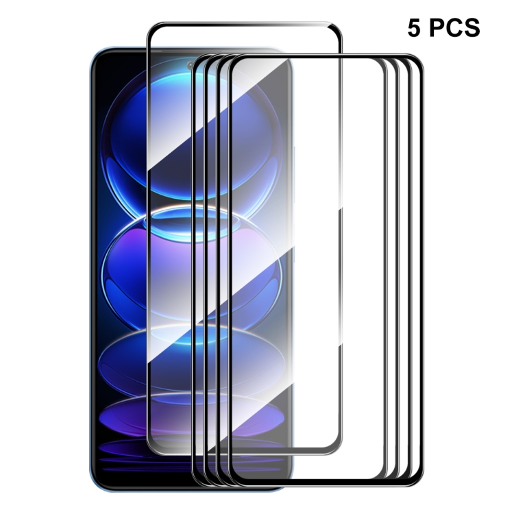 

For Xiaomi Redmi Note 12 China 5pcs ENKAY Full Glue 0.26mm 9H 2.5D Tempered Glass Full Film