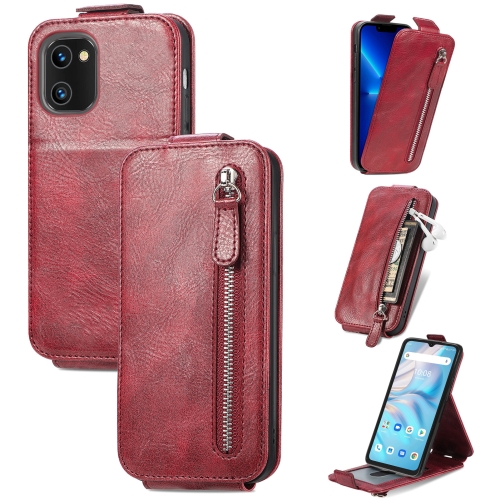 

For UMIDIGI A13S Zipper Wallet Vertical Flip Leather Phone Case(Red)