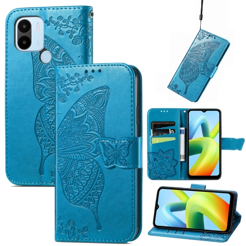 

For Xiaomi Redmi A1+ Butterfly Love Flower Embossed Leather Phone Case(Blue)