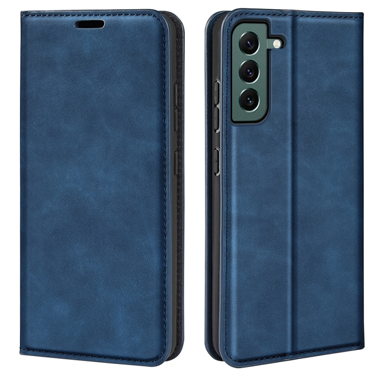 

For Samsung Galaxy S23+ 5G Retro-skin Magnetic Suction Leather Phone Case(Dark Blue)