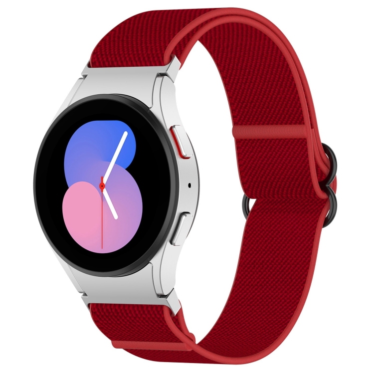 

For Samsung Galaxy Watch 5 44mm Nylon Stretch Black Buckle Watch Band(Red)