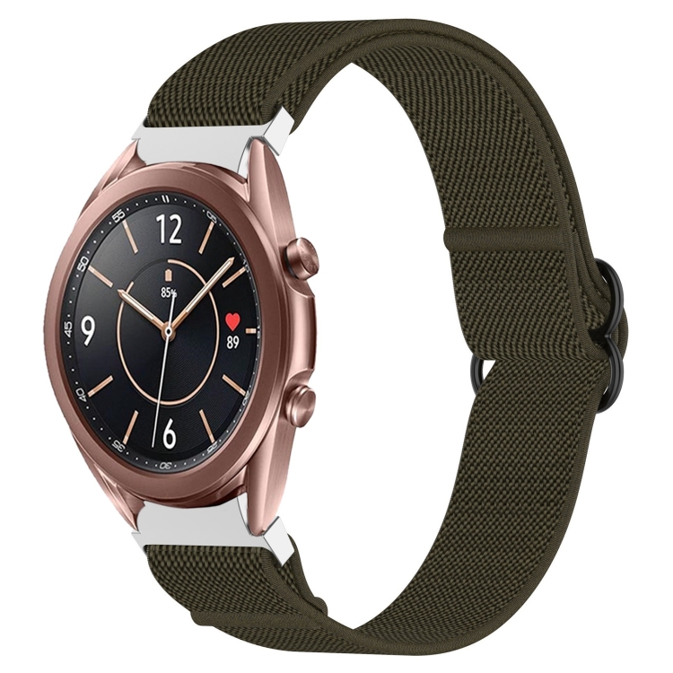 

For Samsung Galaxy Watch 3 41mm Nylon Stretch Black Buckle Watch Band(Green)