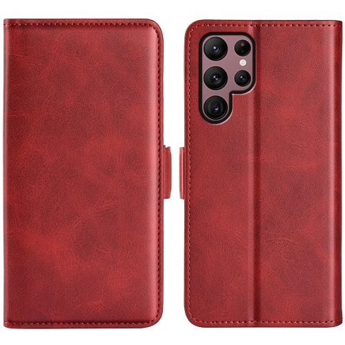 

For Samsung Galaxy S23 Ultra 5G Dual-side Magnetic Buckle Leather Phone Case(Red)