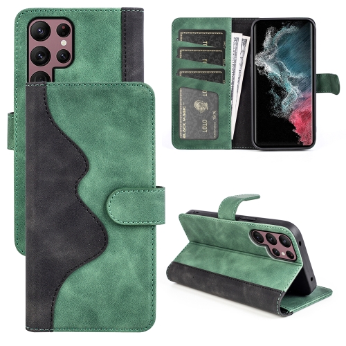 

For Samsung Galaxy S23 Ultra 5G Stitching Horizontal Flip Leather Phone Case(Green)